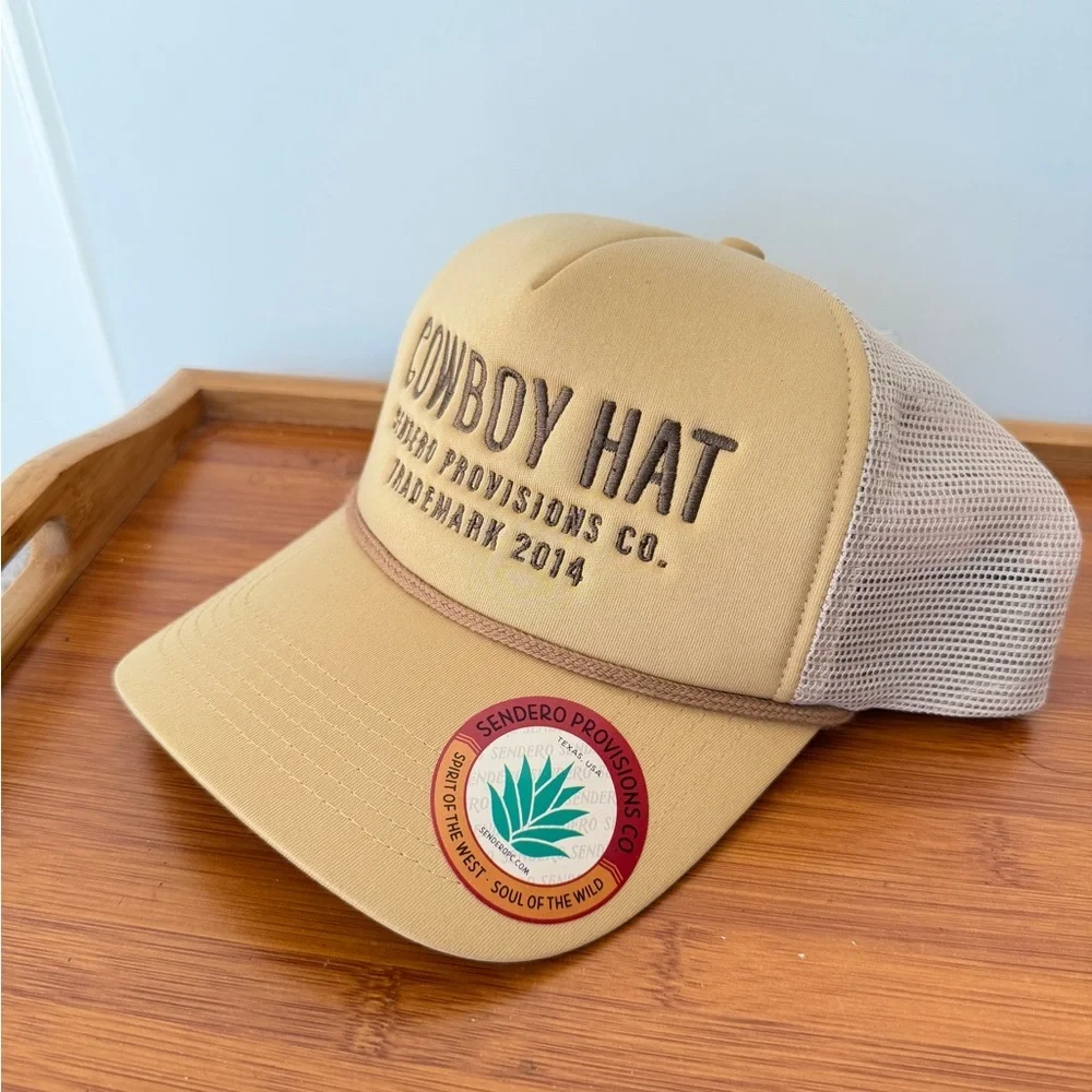 Free People Cowboy Trucker Hat by Senderos Provisions Co.Tan/Cream - Picture 7 of 13